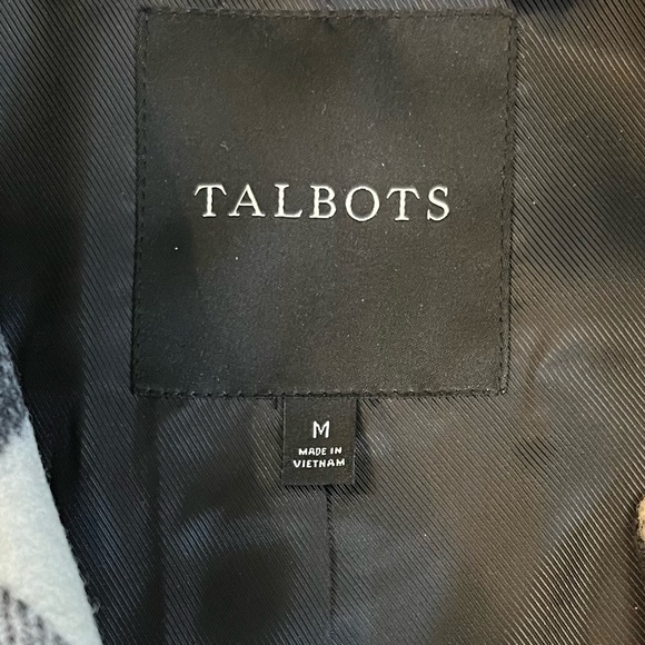 Talbots Buffalo Check Wool Cape Black & White Medium - Picture 10 of 10